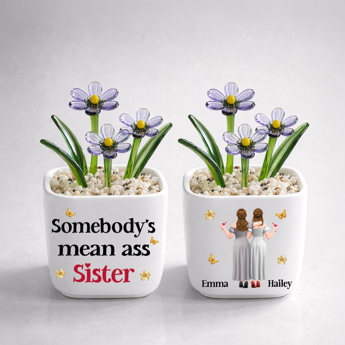 The Mean Ass Sister - Personalized Glass Birth Month Flower