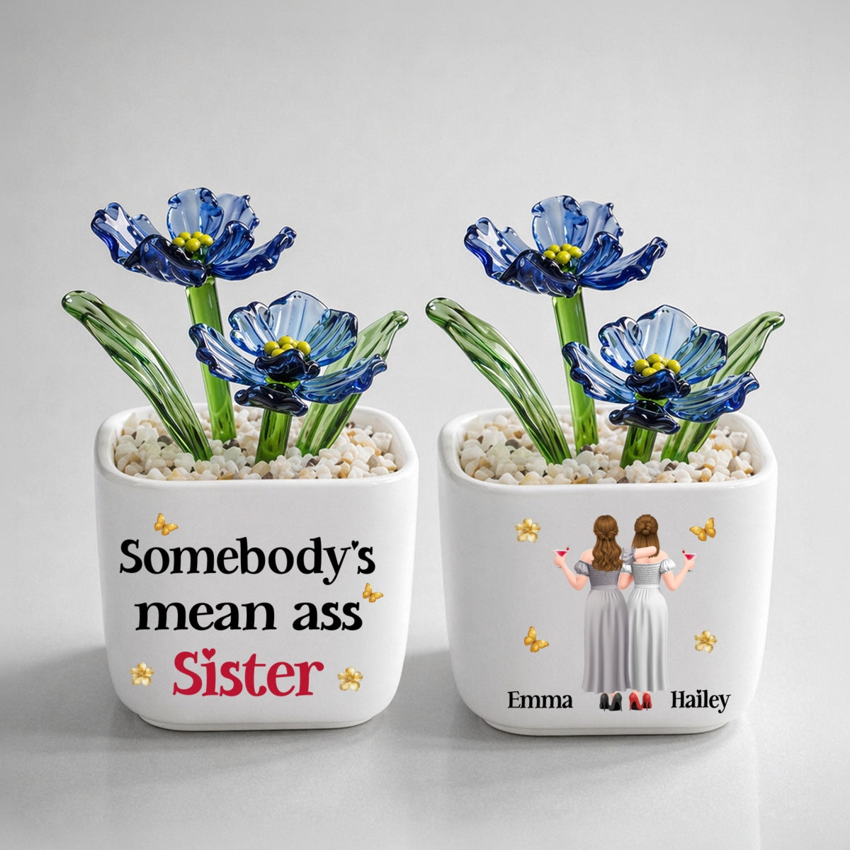 The Mean Ass Sister - Personalized Glass Birth Month Flower