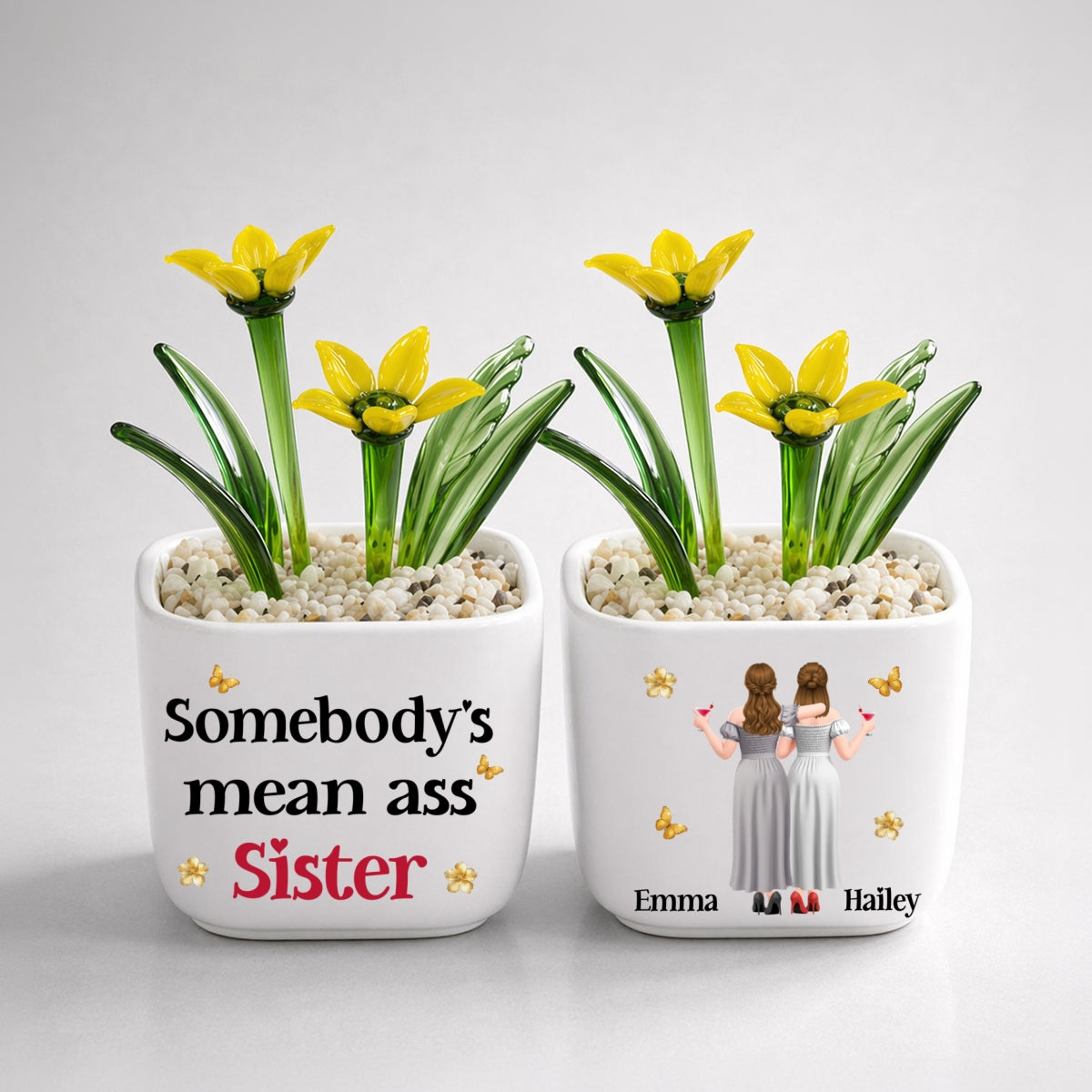 The Mean Ass Sister - Personalized Glass Birth Month Flower