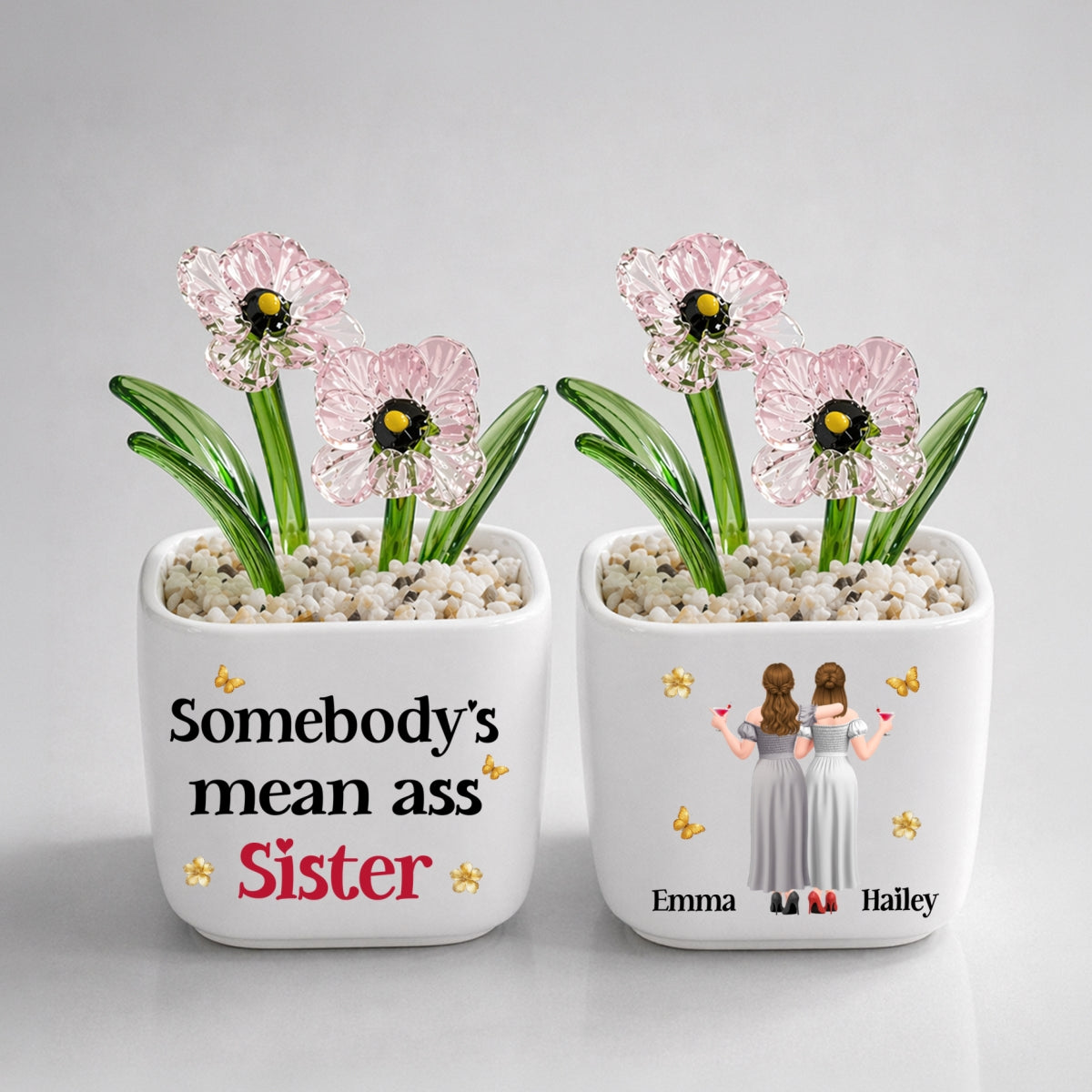 The Mean Ass Sister - Personalized Glass Birth Month Flower