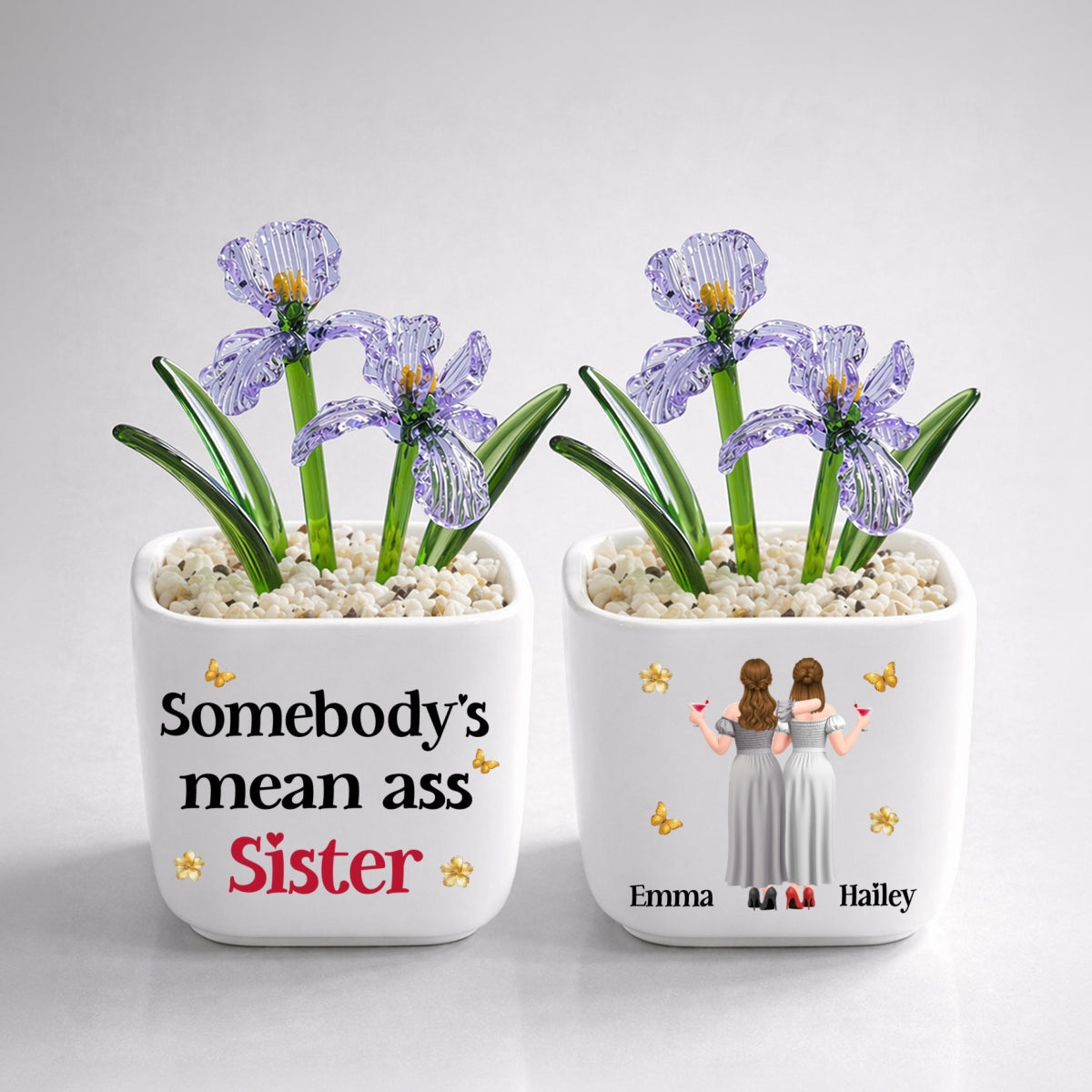 The Mean Ass Sister - Personalized Glass Birth Month Flower