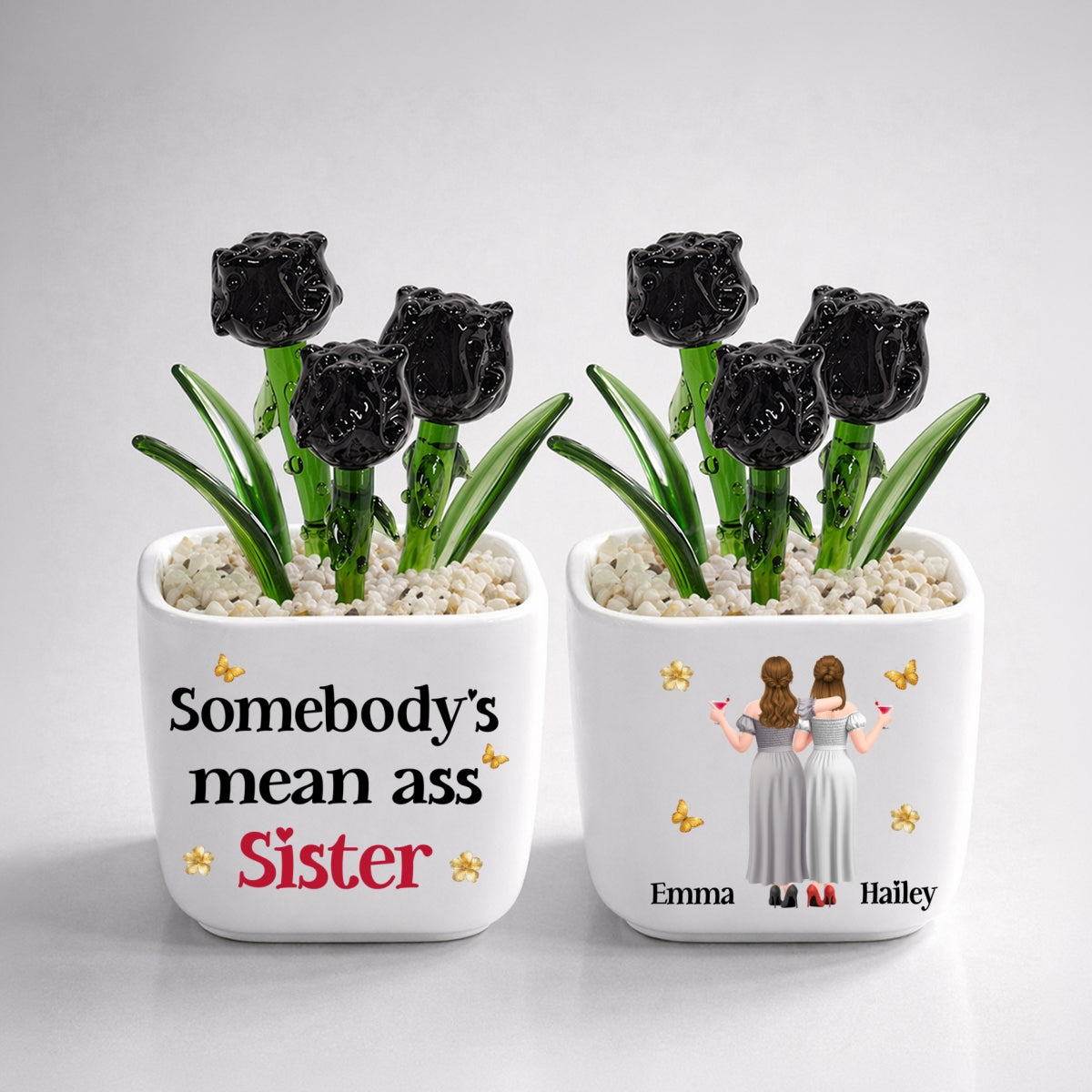 The Mean Ass Sister - Personalized Glass Birth Month Flower