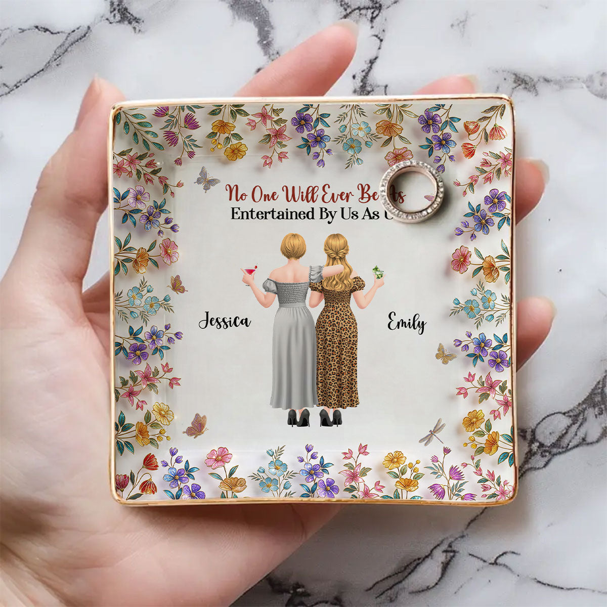 Custom Bestie Trinket Dish, Birthday Christmas Gift For Best Friend • Funny Besties - Personalized Jewelry Dish