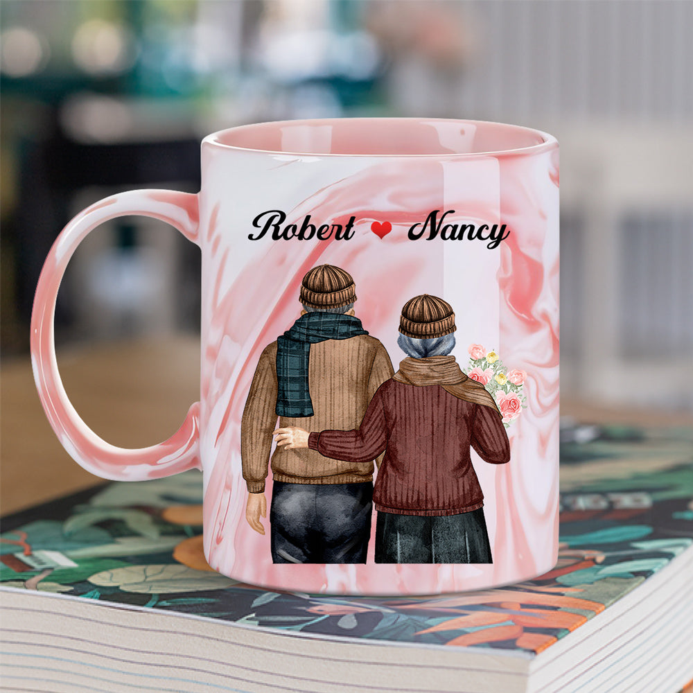 Custom Anniversary Keepsake Gifts For Couple • You Are My Queen Forever - Personalized Pink Marble Mug