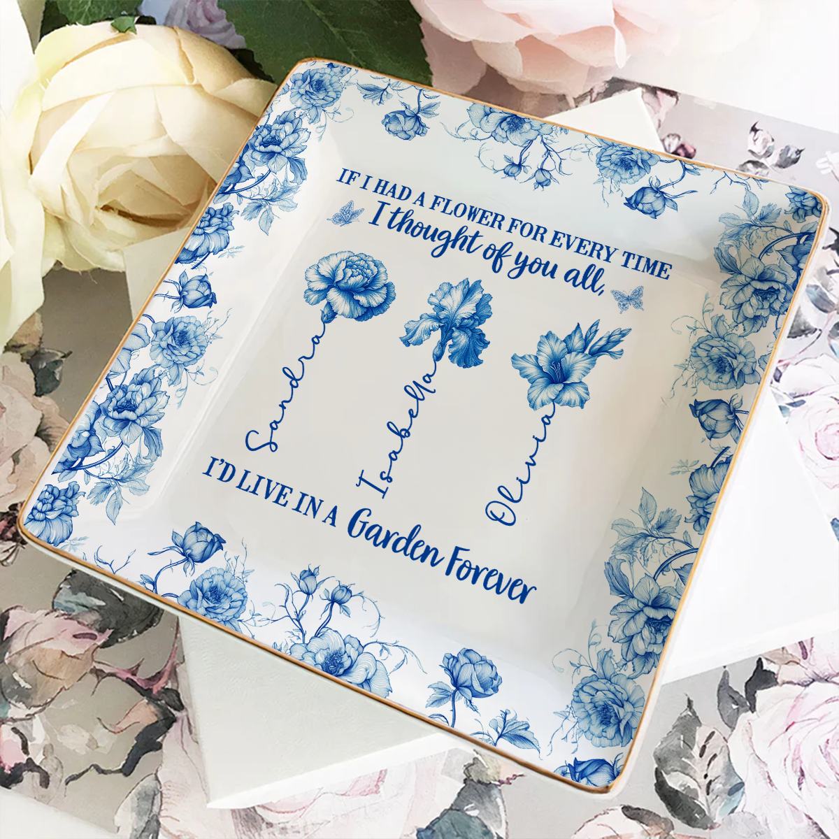 Custom Trinket Dish Gift for Friend, for Soul Sister • You Are My Forever Garden - Personalized Jewelry Dish
