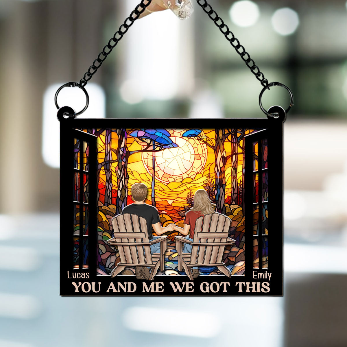 Custom Couple Hanging Decor, Anniversary Valentine's Day Gifts • Building A Life We Love - Personalized Suncatcher