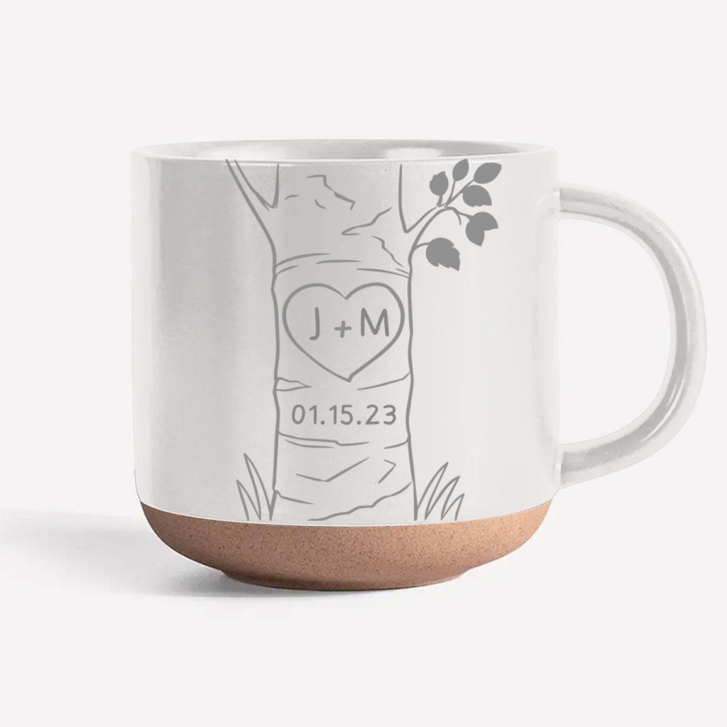Custom Anniversary Keepsake Gifts For Couple • A Heart Tree Couple - Personalized Engraved Pottery Mug