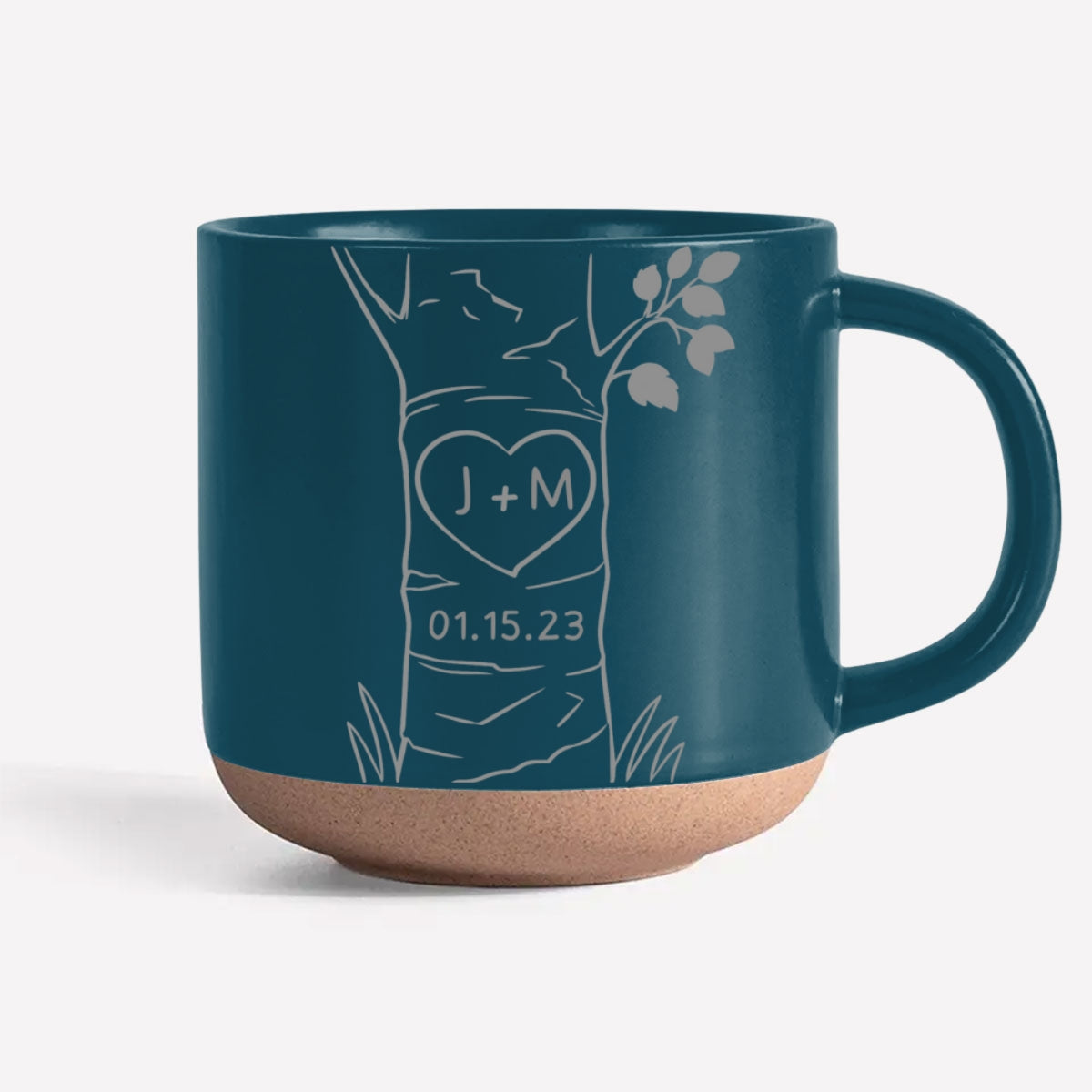 Custom Anniversary Keepsake Gifts For Couple • A Heart Tree Couple - Personalized Engraved Pottery Mug