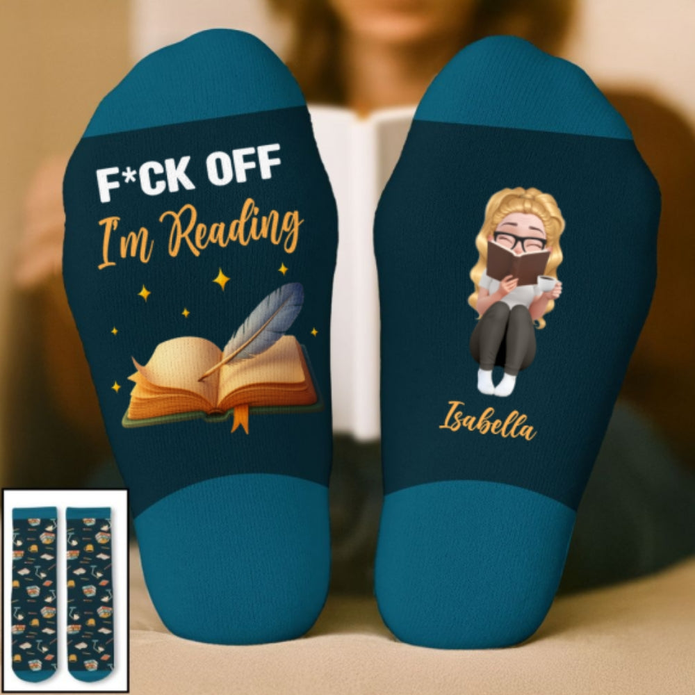 Custom Christmas Birthday Gift For Book Lovers, Bookworms, Readers • Just A Book Lover - Personalized Crew Socks
