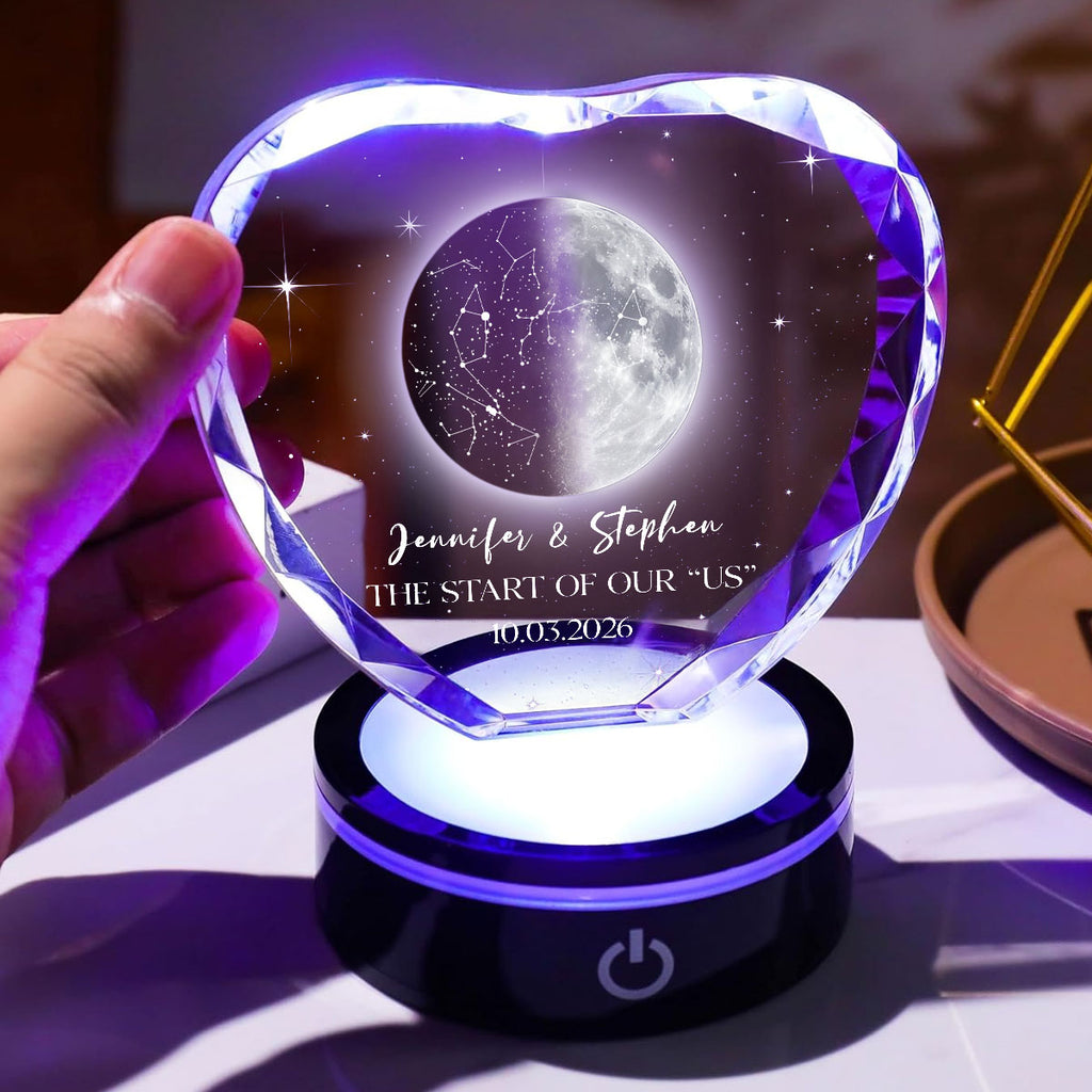 The Beginning Of Our Story - Personalized Crystal Led Light
