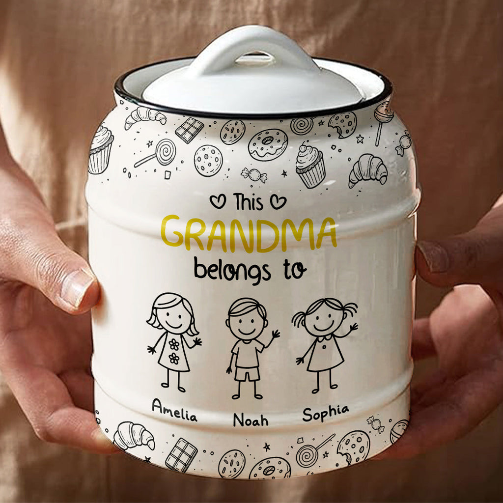Grandpa Belongs To - Personalized Ceramic Jar