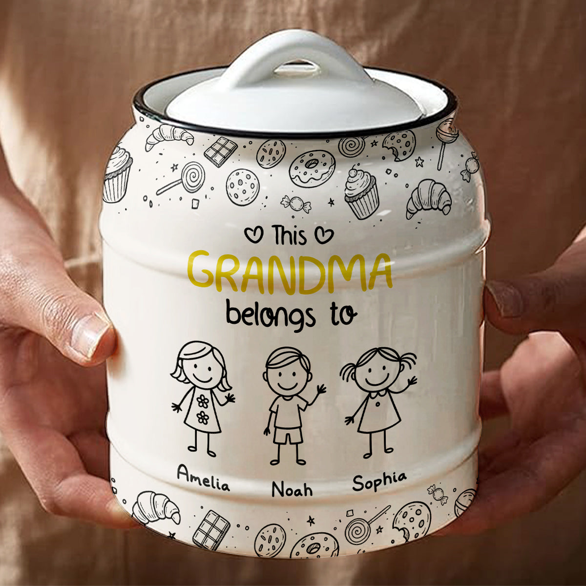 Grandpa Belongs To - Personalized Ceramic Jar