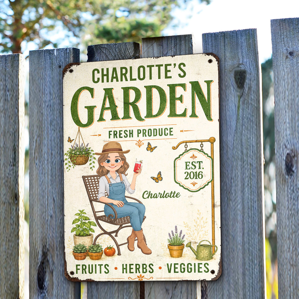 Custom Home Garden Sign, Outdoor Yard & Lawn Decor • My Lovely Garden - Personalized Metal Sign