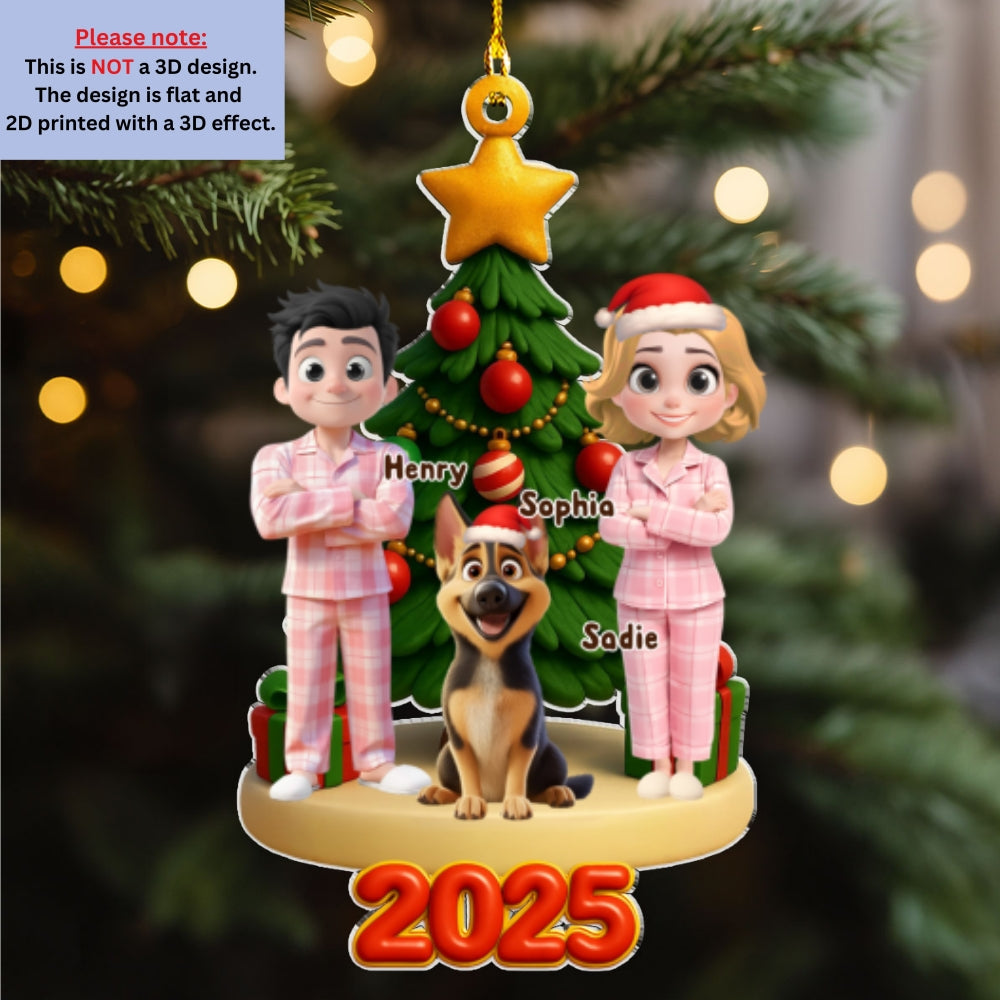Custom Keepsake Christmas Ornament •  Holiday Family And Pets - Personalized Acrylic Ornament