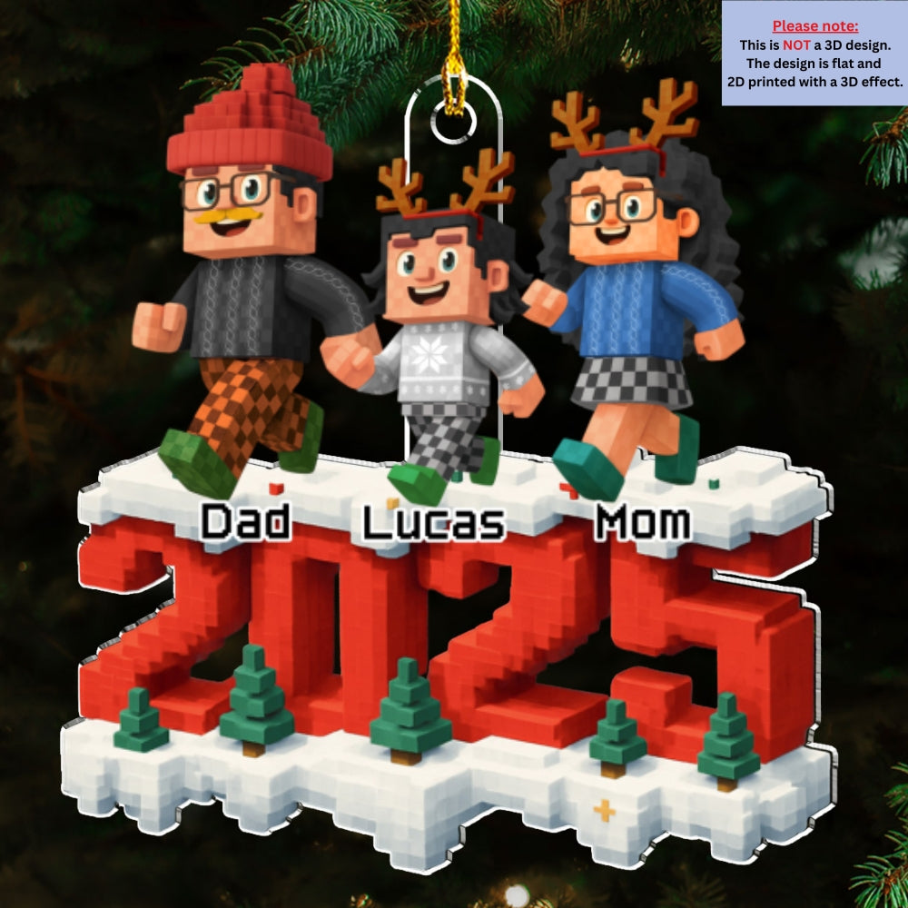 Custom Family Ornament, Christmas Gift for Family Members •  Us In This Year - Personalized 3D Effect Acrylic Ornament