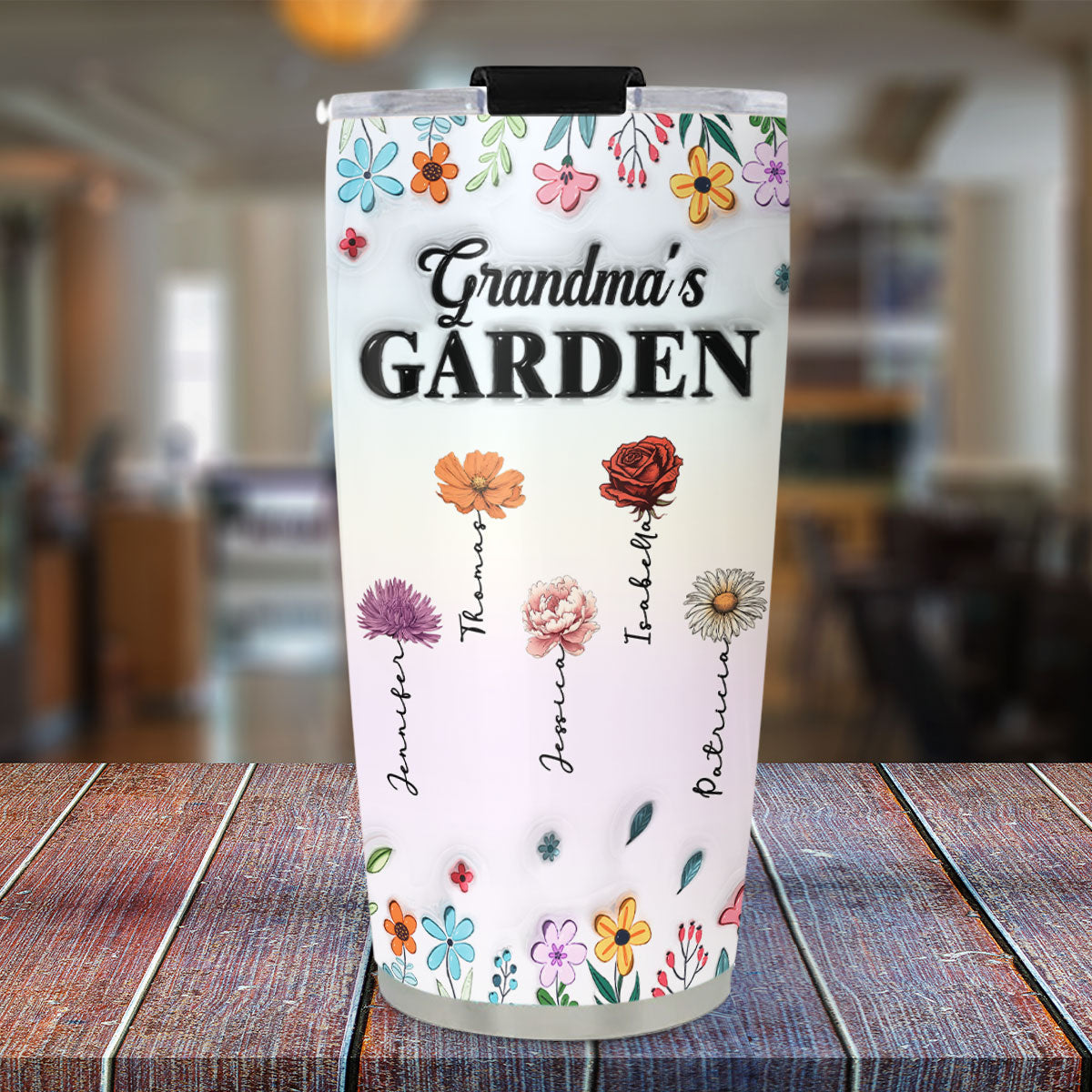 Custom Mother's Day Birthday Gifts For Grandma • Kids Flower Garden - Personalized 3D Inflated Effect Tumbler