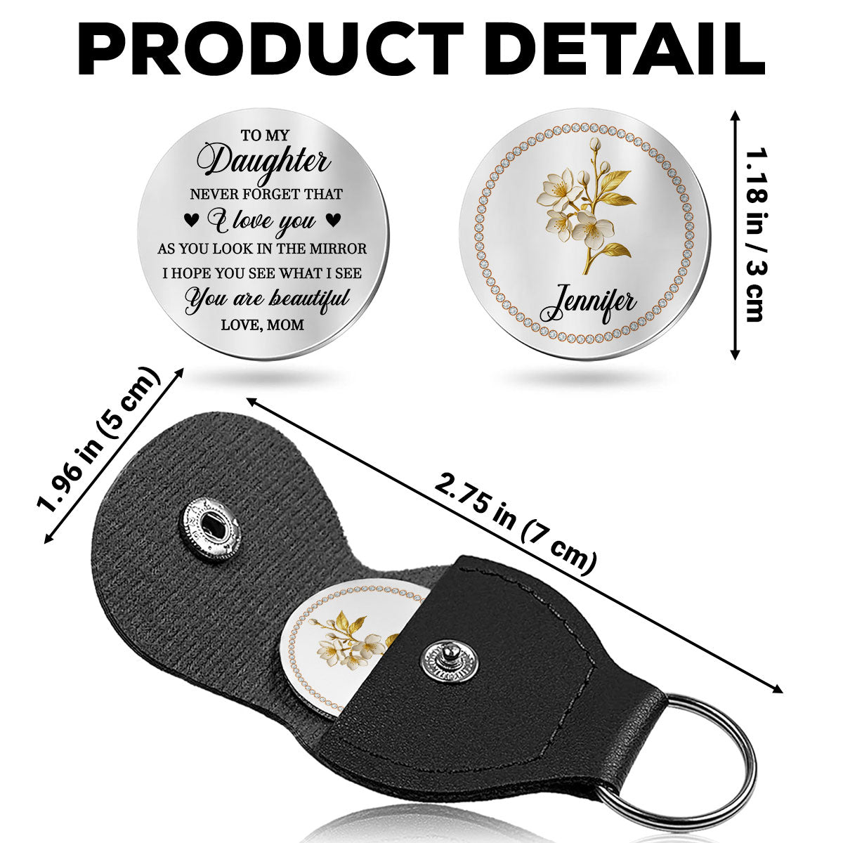 Custom Daughter Coin Keychain, Mother's Day Birthday Gifts • How Beautiful You Are - Personalized 3D Effect Pocket Hug