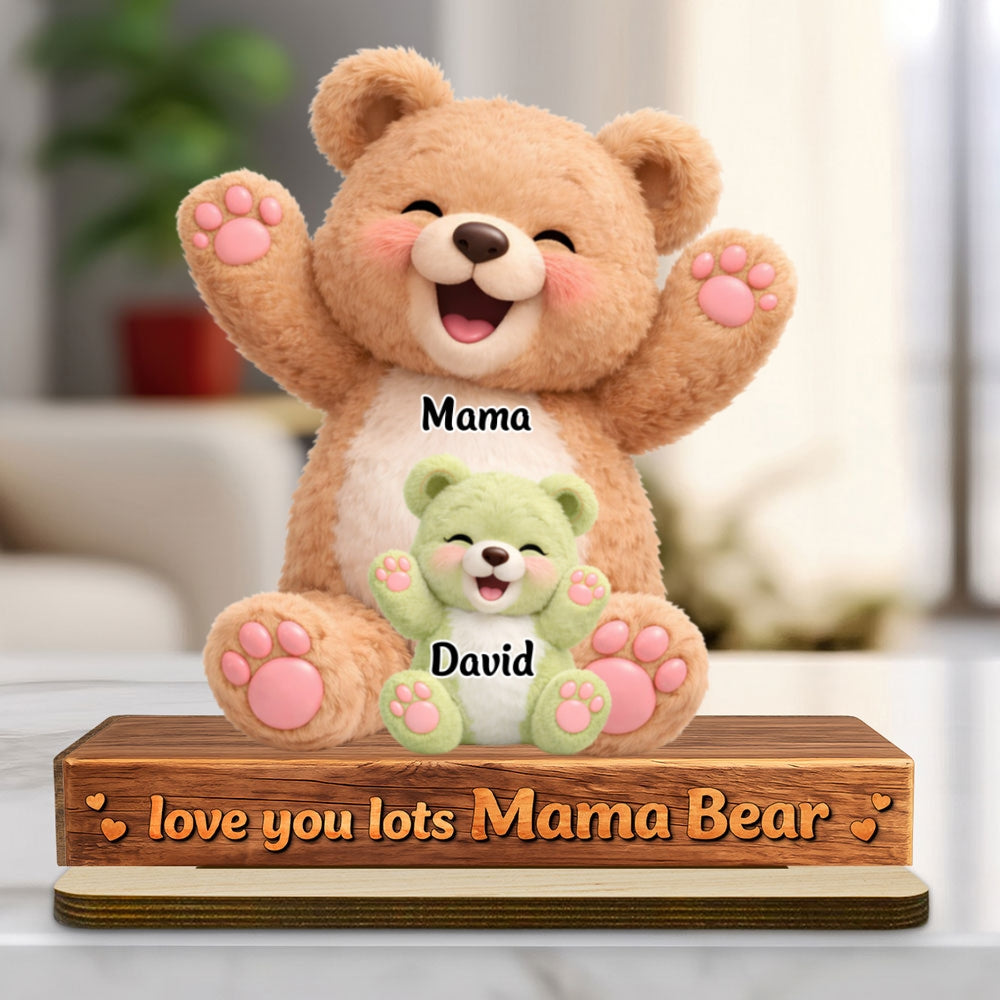 Custom Mother's Day Decor, Gift for Mom & Grandma • Love You Lots - Personalized 2-Layer Wood Plaque With Flat Base