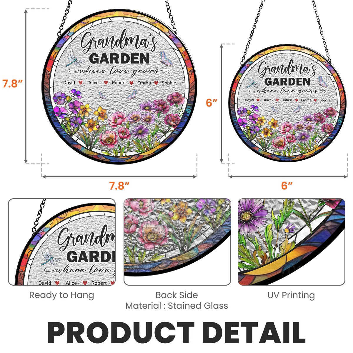 Custom Name Grandma Hanging Decor, Mother's Day Birthday Gifts • Grandma Garden - Personalized Window Hanging Suncatcher