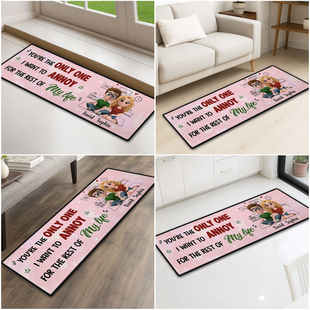 Custom Couple Rug, Anniversary Housewarming Gift For Wife Husband • The Only One I Love To Annoy - Personalized Runner Rug