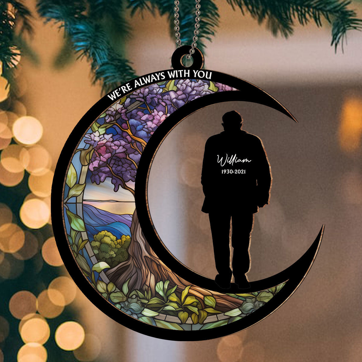 Custom Memorial Christmas Ornament, Sympathy Keepsake •  Those We Love Do not Go Away - Personalized Suncatcher Ornament
