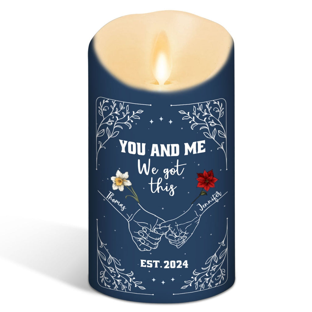 Birth Flower Hands In Hands - Personalized LED Candle
