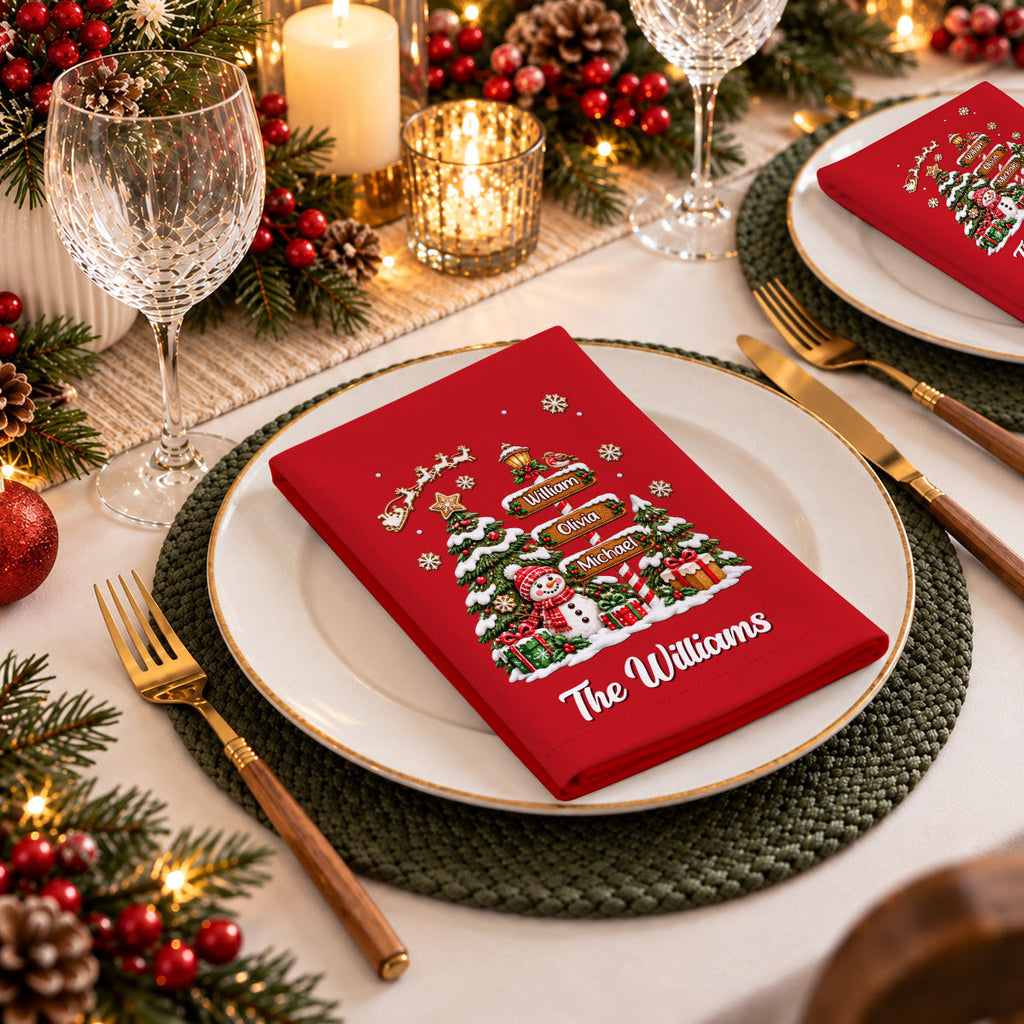 Our Gingerbread Christmas Family Tree - Personalized Napkin