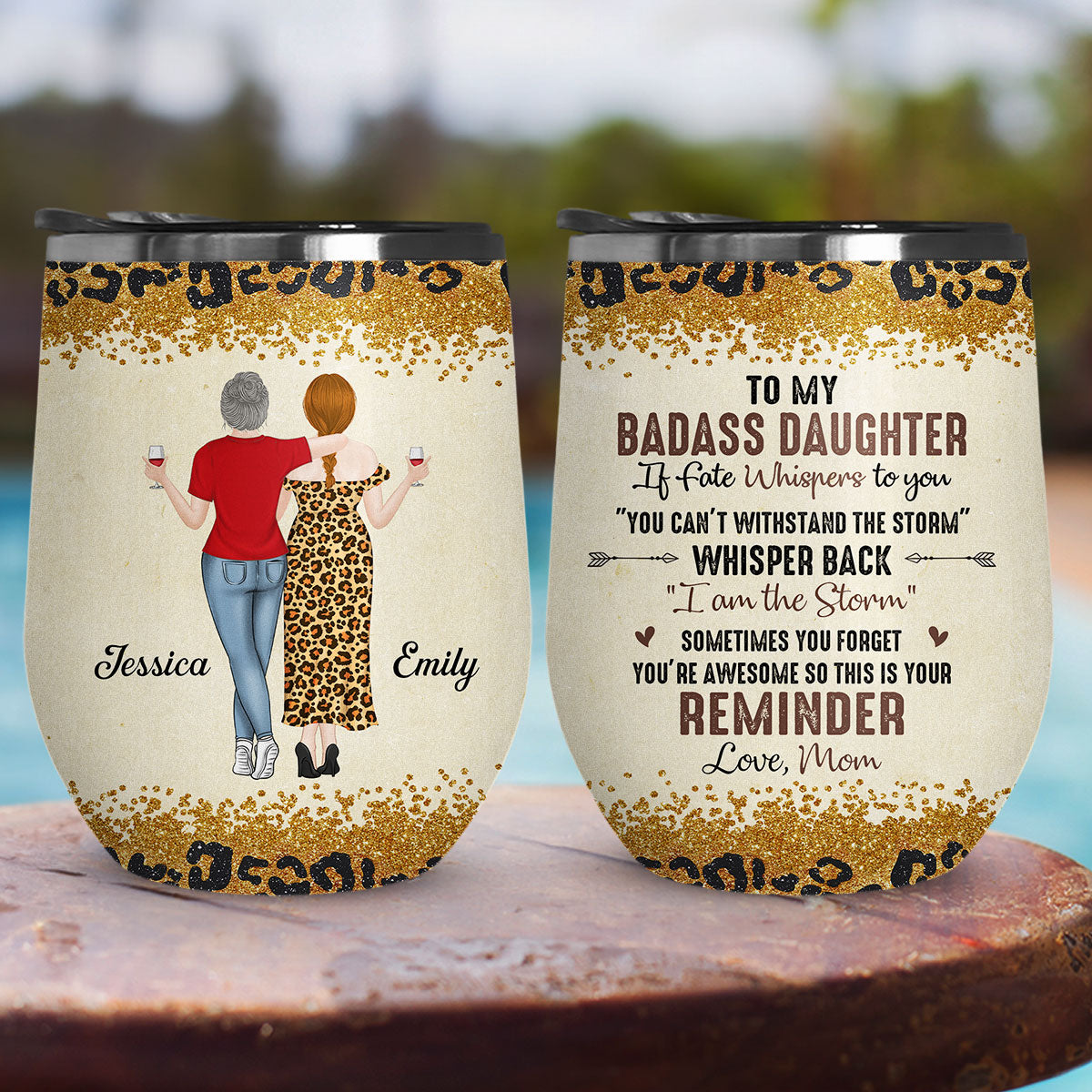 Custom Christmas Birthday Gifts For Daughter • To My Badass Daughter - Personalized Wine Tumbler