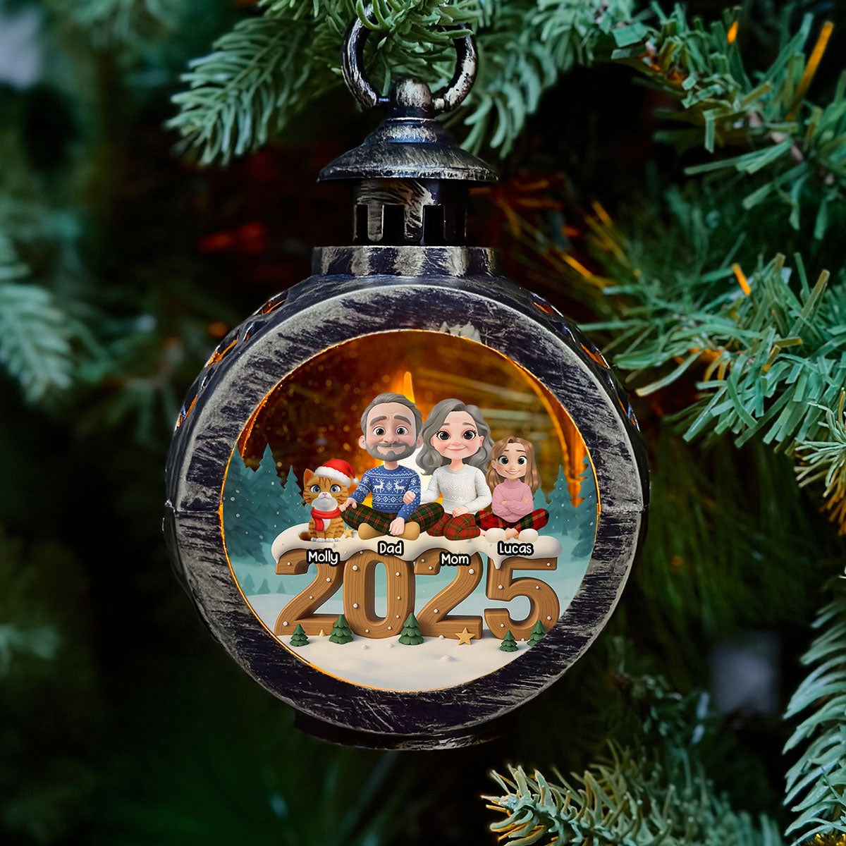 Custom Family Christmas Gifts, Holiday Decor • As A Family Now With Fur Babies - Personalized 3D Effect Christmas Lantern