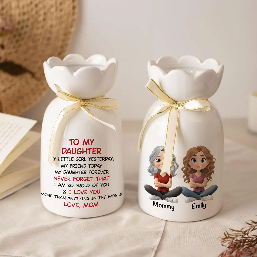 My Daughter Forever - Personalized Ribbon Tie Flower Vase