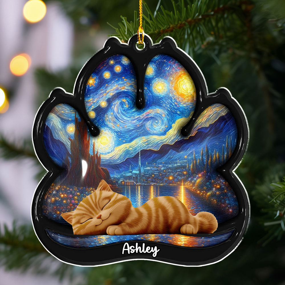 Custom Keepsake Christmas Ornament •  Lay Here With Cat - Personalized 3D Effect Acrylic Ornament
