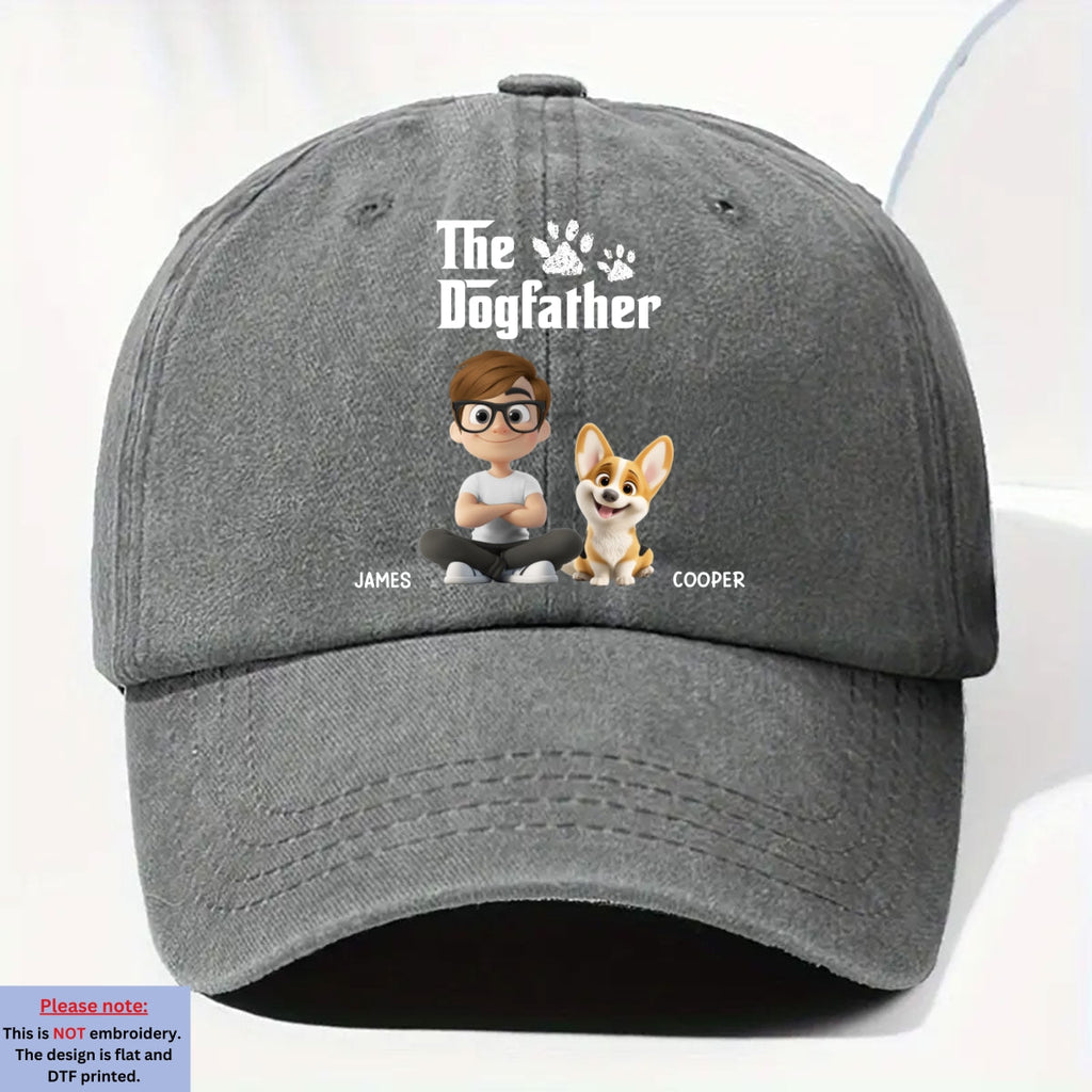 Custom Christmas Headwear Birthday Gifts for Dog Parents • Cool Dog Father - Personalized Vintage Washed Denim Cap