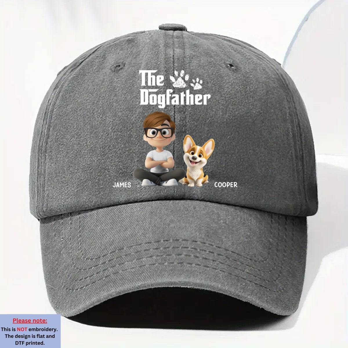 Custom Christmas Headwear Birthday Gifts for Dog Parents • Cool Dog Father - Personalized Vintage Washed Denim Cap