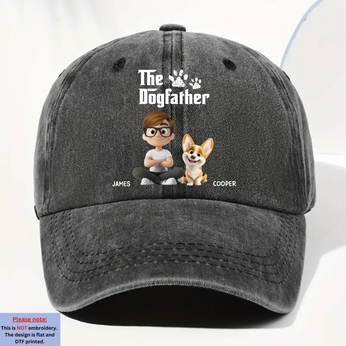 Custom Christmas Headwear Birthday Gifts for Dog Parents • Cool Dog Father - Personalized Vintage Washed Denim Cap
