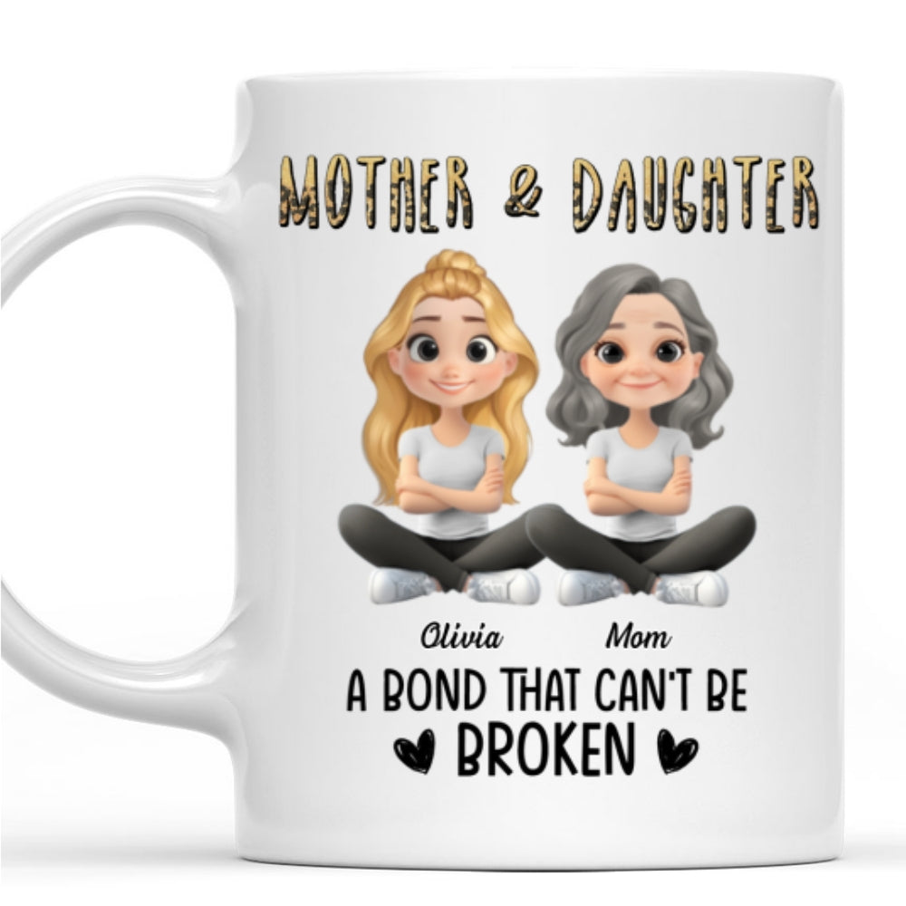 Custom Christmas & Birthday Gift for Daughter • A Bond That Can't Be Broken Cartoon - Personalized Coffee Mug