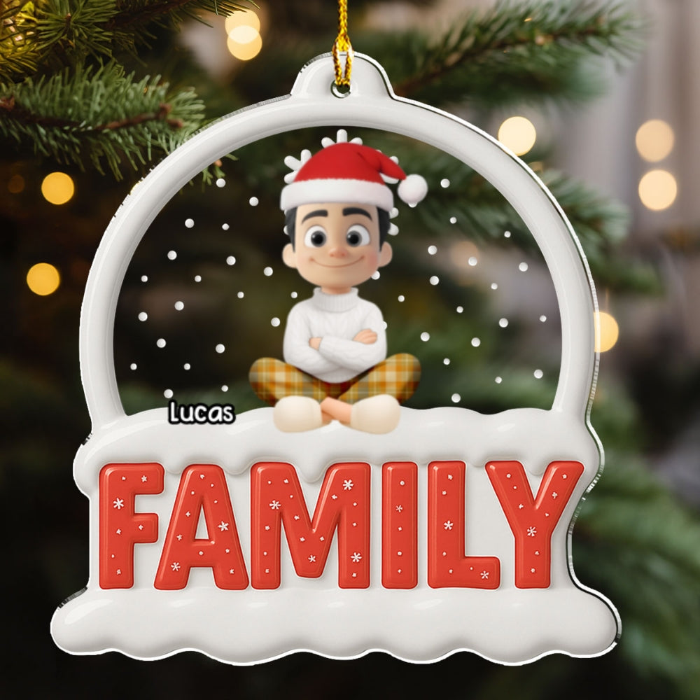Custom Family Ornament, Christmas Gift for Family Members •  Together Forever Round Version - Personalized 3D Effect Acrylic Ornament