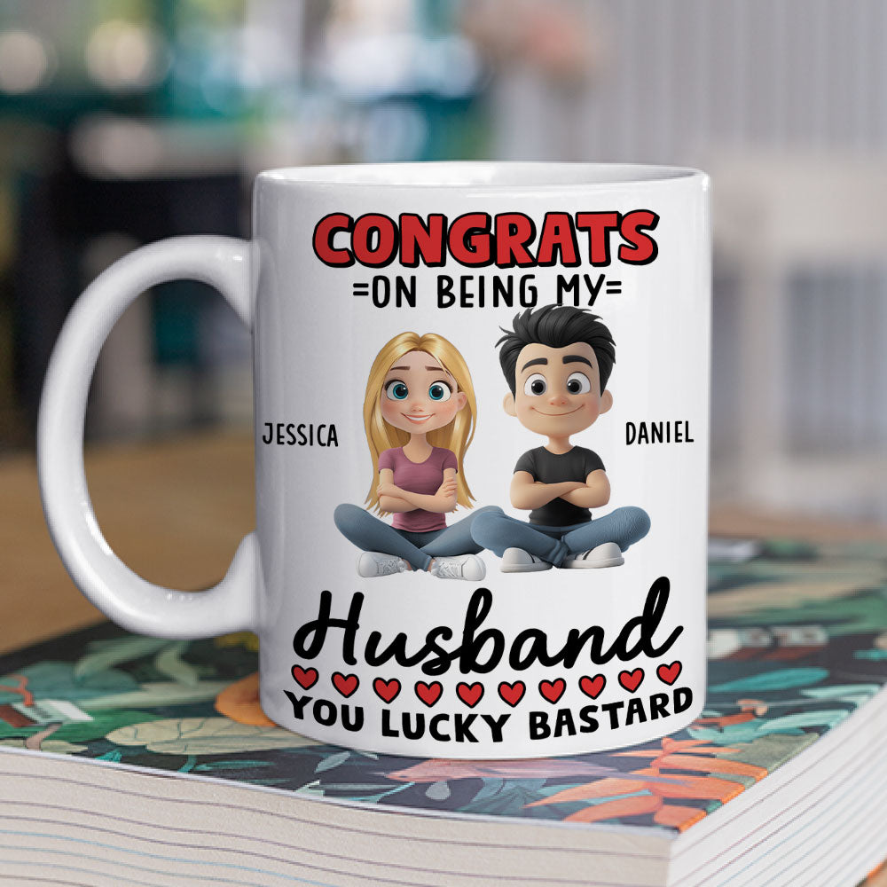 Custom Anniversary Keepsake Gifts For Couple • You Lucky Man - Personalized Coffee Mug