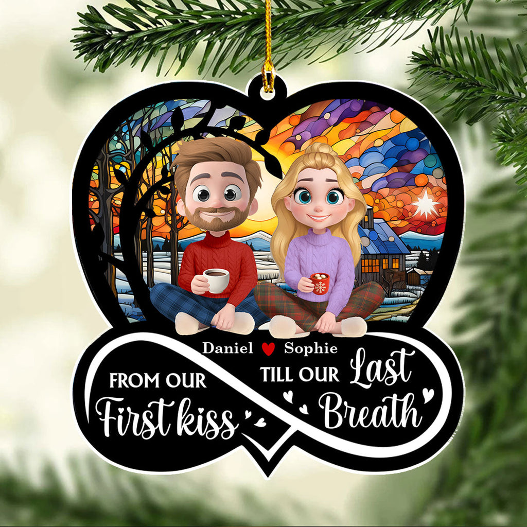 Custom Couple Christmas Ornament, Anniversary Gift •  Forever By Your Side - Personalized Acrylic Ornament