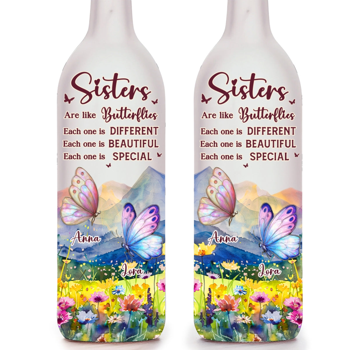 Sisters Are Like Butterflies - Personalized Bottle Lamp
