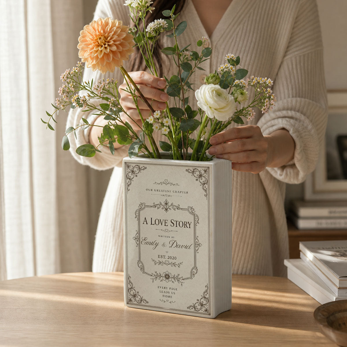 A New Chapter Begins With You - Personalized Ceramic Book Vase