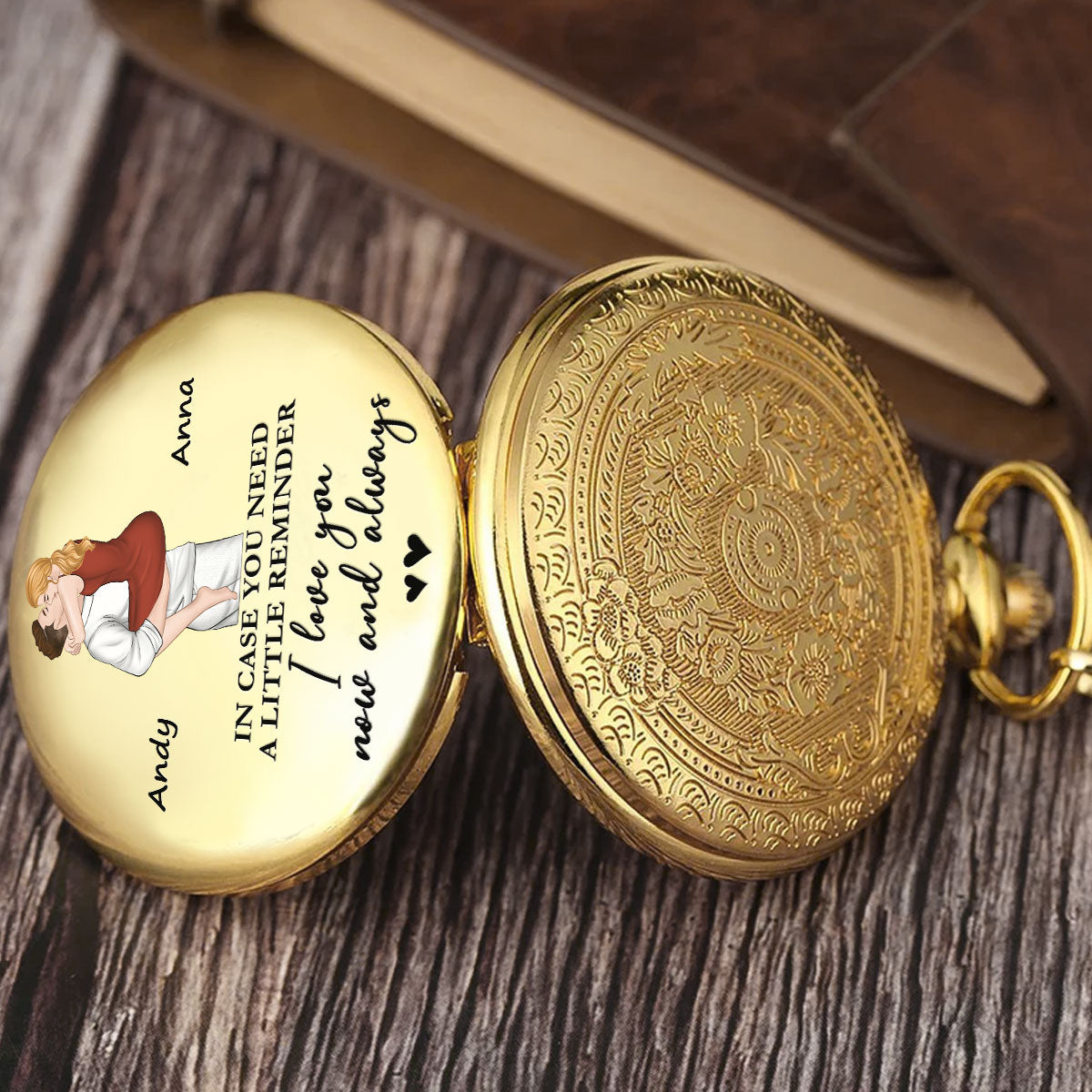 Love You Now And Always - Personalized Print Pocket Watch