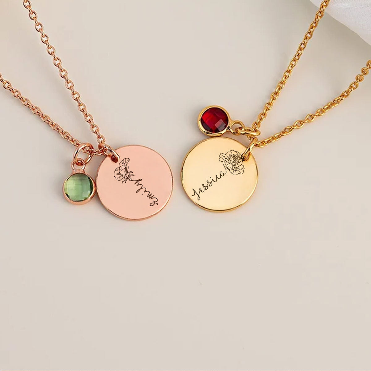 Name Flower - Personalized Birthstone Necklace