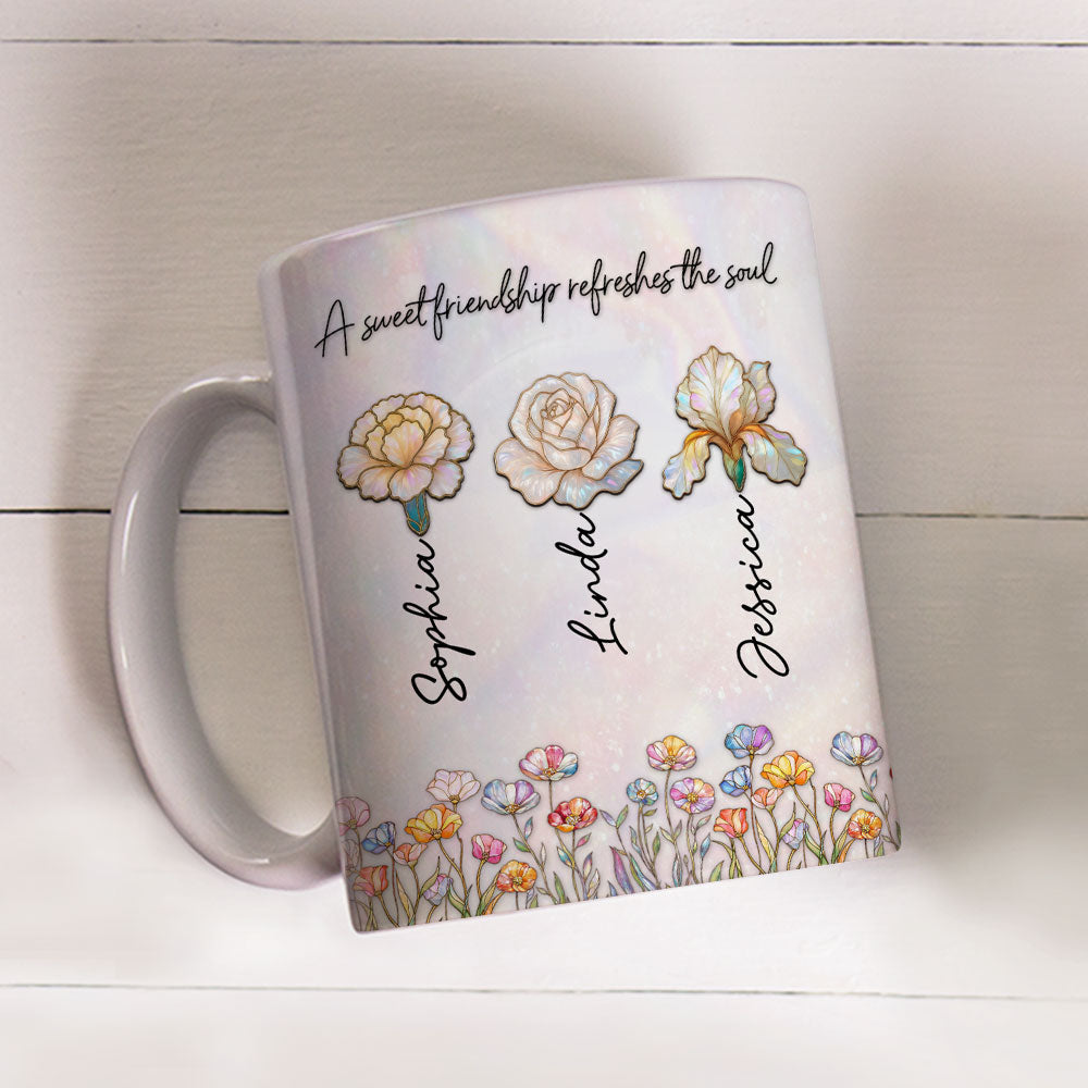 Custom Name & Birth Flower Birthday, Christmas Gift for Best Friend • Sweet Friendship Bible - Personalized Coffee Mug