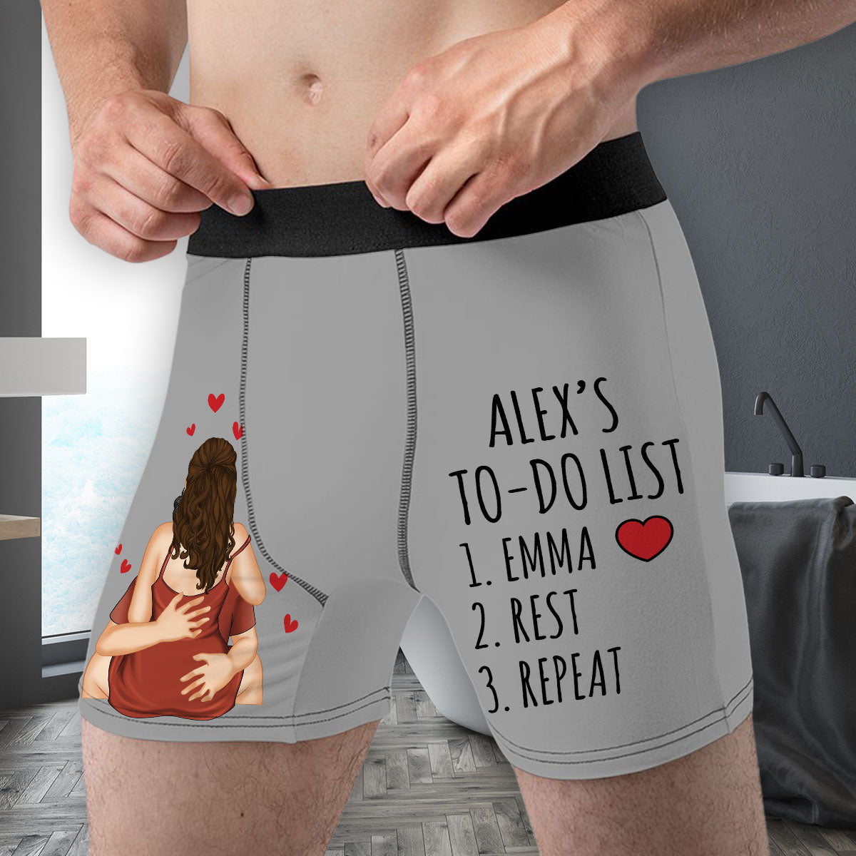 Love Rest Repeat Every Day - Personalized Photo Men's Boxer Briefs