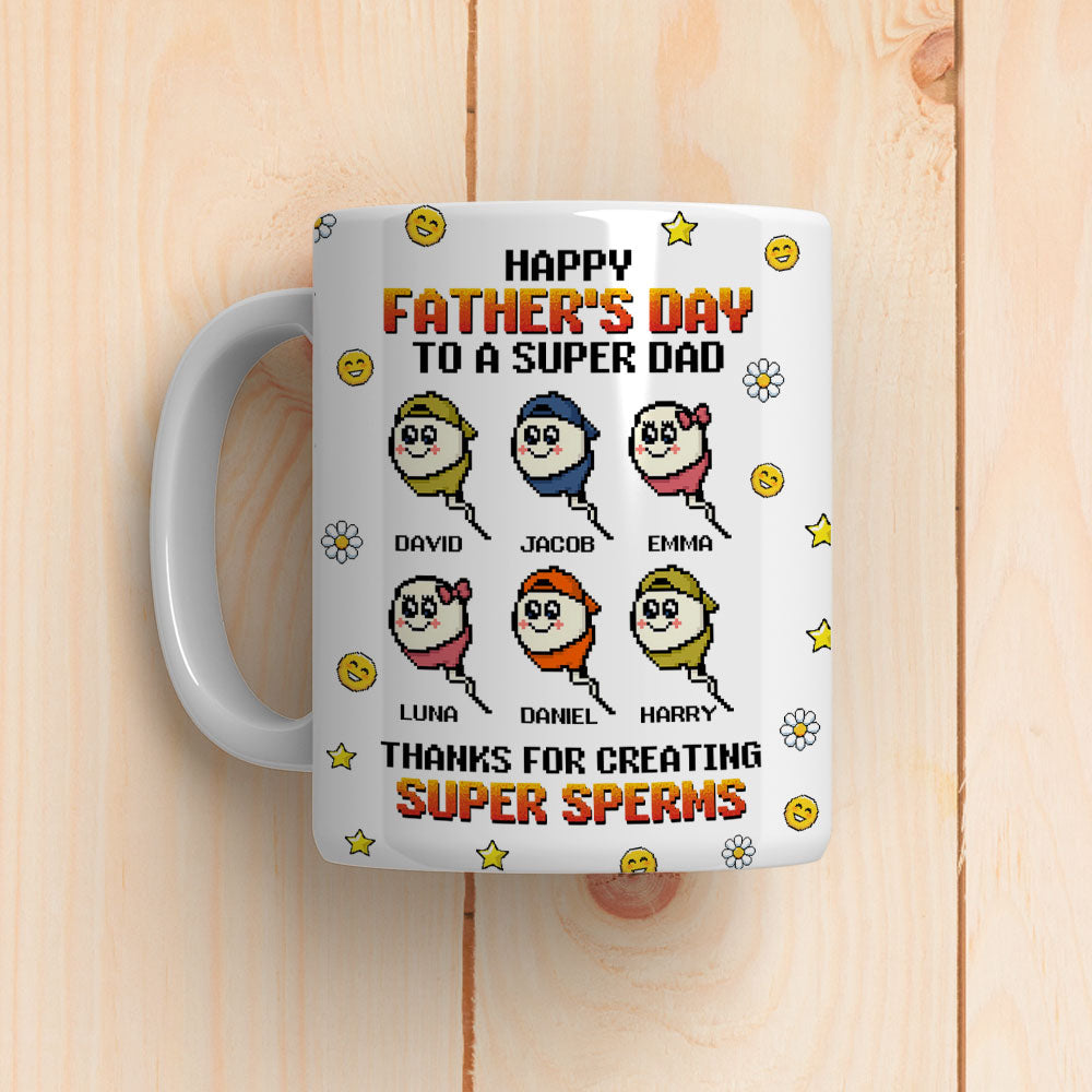 Custom Father's Day, Special Gift for Dad & Grandpa • Thanks To Super Dad - Personalized Coffee Mug
