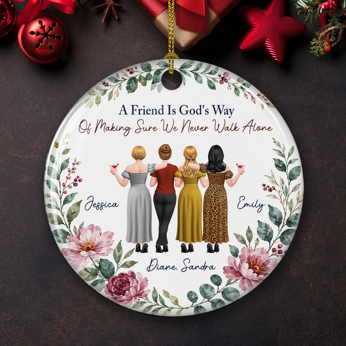 Custom Keepsake Christmas Ornament •  Bestie Energy Forever - Personalized Ceramic Ornament