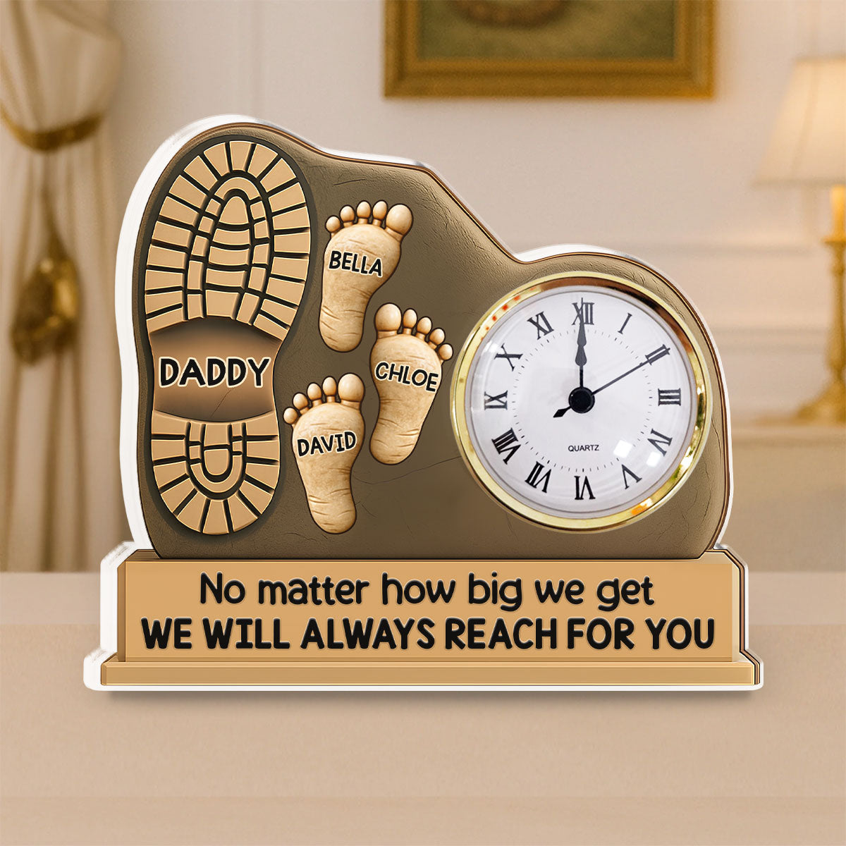 Custom Couple's Decor, Anniversary & Wedding Gift • We Will Always Reach For You - Personalized Acrylic Desk Clock Plaque