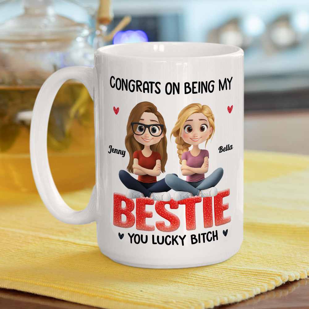 Custom Best Friend, Christmas & Birthday Friendship Keepsake Gift • You Are So Lucky - Personalized Coffee Mug