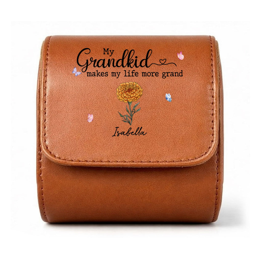 My Grandkids Make My Life More Grand - Personalized Leather Watch Case