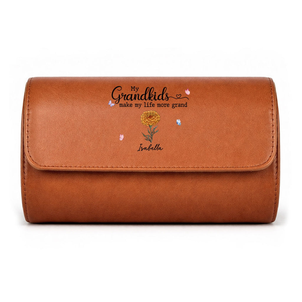 My Grandkids Make My Life More Grand - Personalized Leather Watch Case